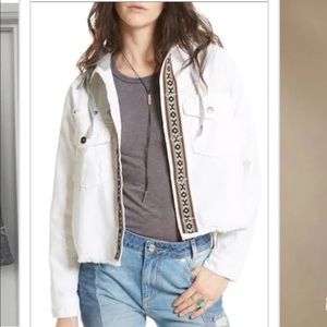 Free people white denim jacket with good size medium